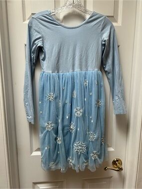 Hanna Andersson Girl’s Tulle Skirt Light Blue Snowflake Dress
